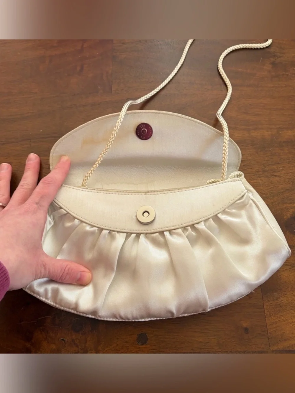 Elegant Cream Satin Evening Clutch